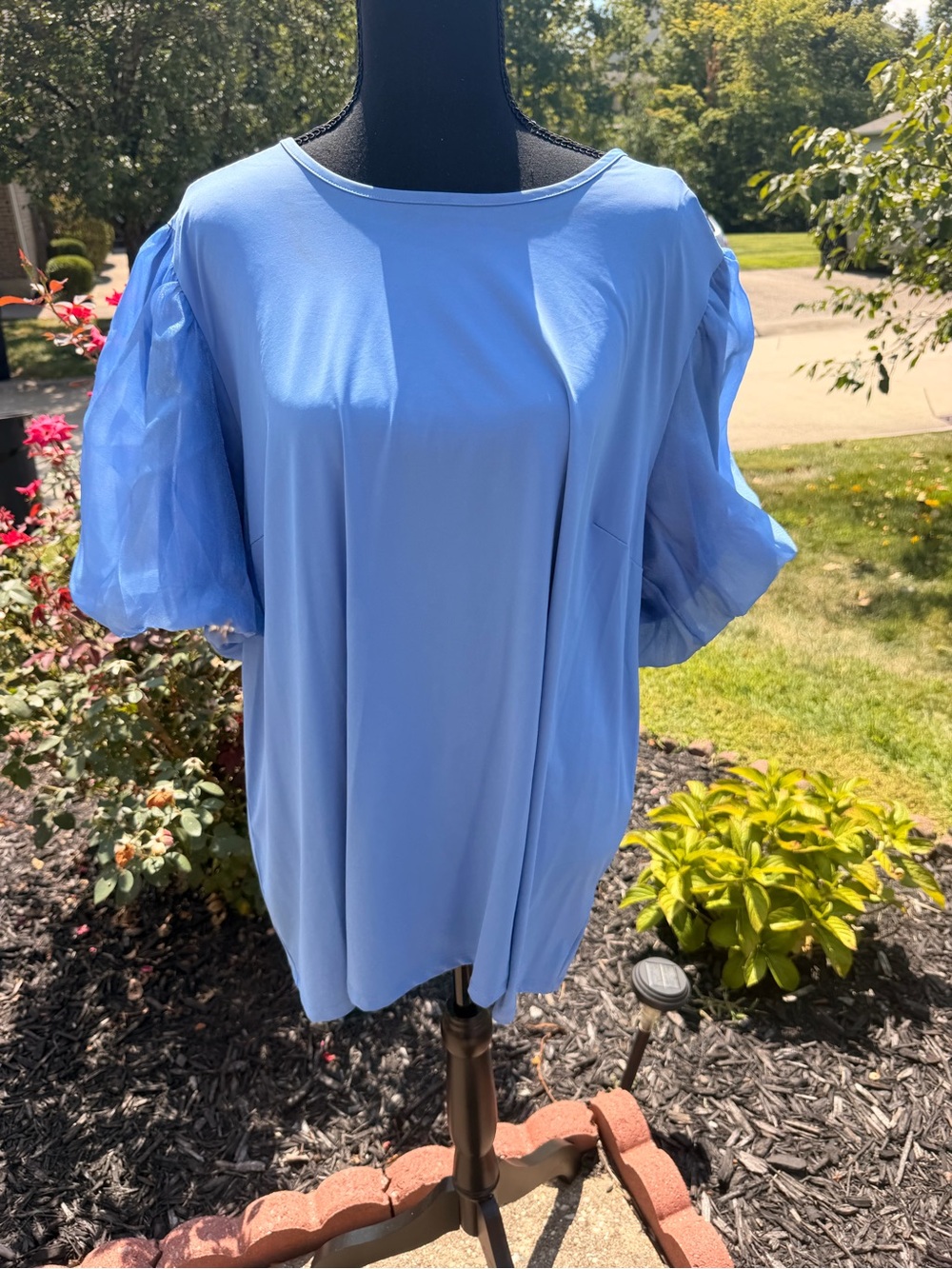 Cato Sky Blue Puff Sleeve Blouse